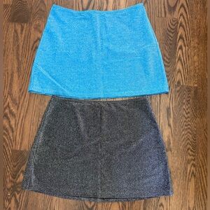 Victoria’s Secret PINK Mini Skirt Bundle – Blue & Black Glitter Size M